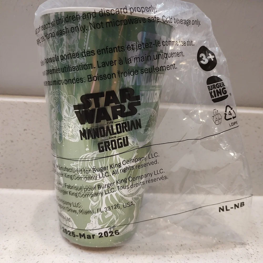 2026 Burger King Star Wars Mandalorian Grogu  Green Collectible Cup New Sealed